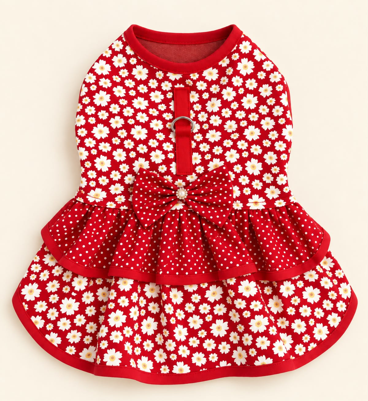 Vestido Margarida Vermelha com guia